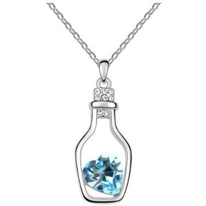Mooie Bericht in een Fles hanger met blauwe en witte crystallen