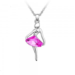Verzilverd ballerina hangertje met ketting en roze tutu