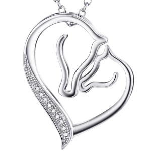 Anhänger mit Stute und Fohlen mit Zirkoniasteinen, aus echtem Sterlingsilber