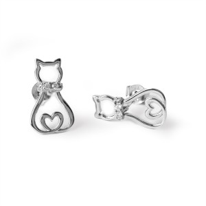 Katzenohrringe mit einem herzförmigen Schwanz