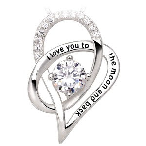 Silver I love you to the Moon and Back Pendant with Necklace