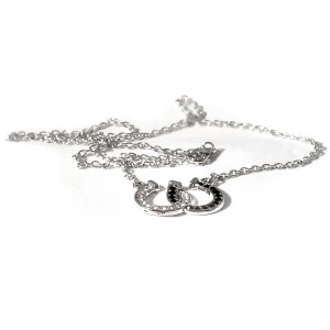 Black & White Lucky Rhinestone Double Horse Hoof Horseshoe Pendant