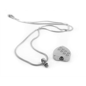 Cremation Jewelry Dog Paw Print Heart Urn Necklace