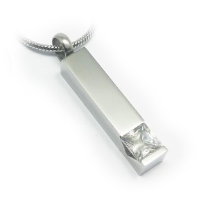 Cube Stainless Steel Cremation Ashes Pendant Necklace