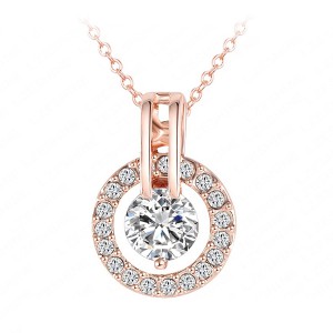 18K Rosa vergoldeter Kreisanhänger und Kette