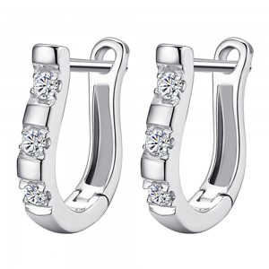 Sterling Silver Horseshoe Earrings with Zirconia Gems