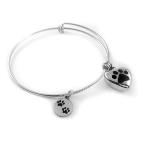 Paw Bangle Stainless Steel Cremation Jewelry Bracelet
