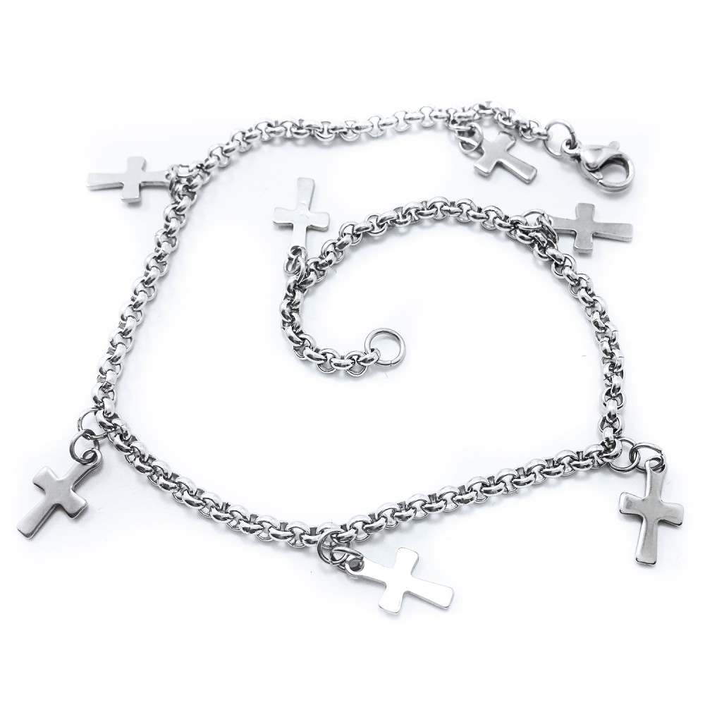 Sterling silver cross anklet top