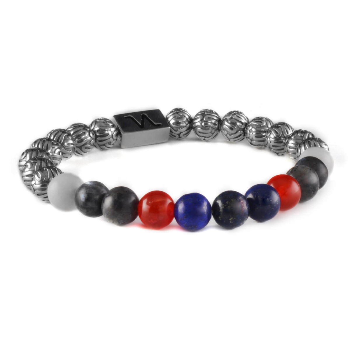 Louis Vuitton Silver Lockit Beads Bracelet, Silver and Red Polyester Cord Red. Size NSA