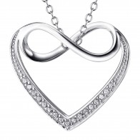 Beautiful Necklace with Heart Shaped Sterling Silver Pendant embedded with Infinity Sign