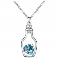 Message in a Bottle Pendant with Crystal Diamond like Accents