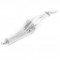 White Fashion Bracelet with Owl, Dove, Infinity Sign and Anchor